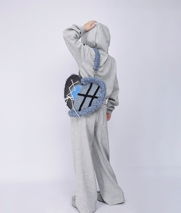 Graffiti Splicing Hairy Love Crossbody Bag【s0000014614】