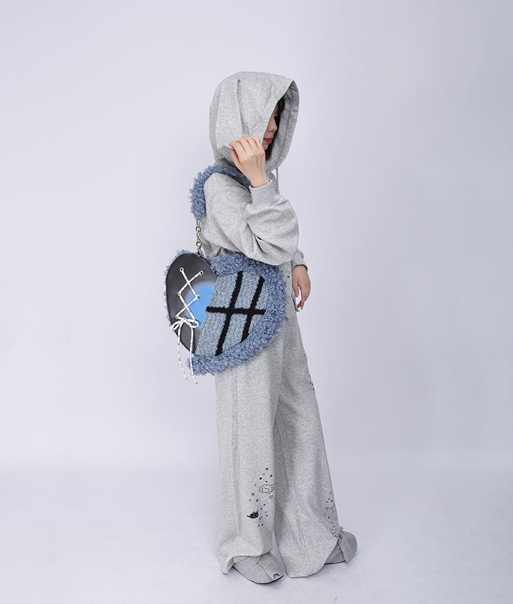 Graffiti Splicing Hairy Love Crossbody Bag【s0000014614】