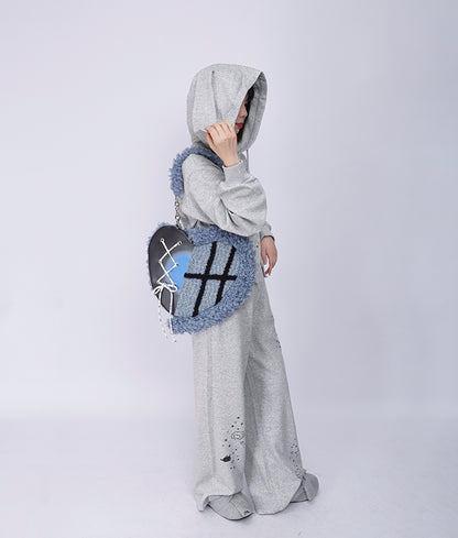 Graffiti Splicing Hairy Love Crossbody Bag【s0000014614】