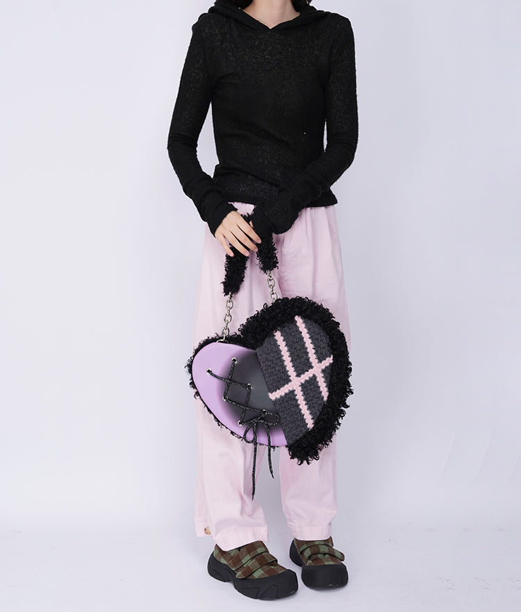 Graffiti Splicing Hairy Love Crossbody Bag【s0000014614】