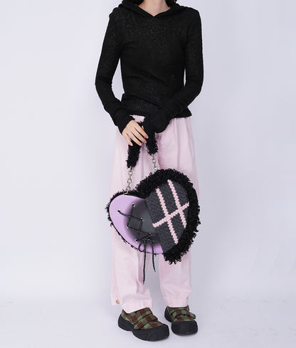 Graffiti Splicing Hairy Love Crossbody Bag【s0000014614】