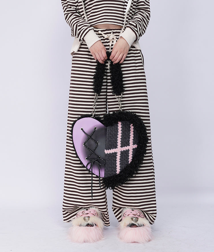 Graffiti Splicing Hairy Love Crossbody Bag【s0000014614】
