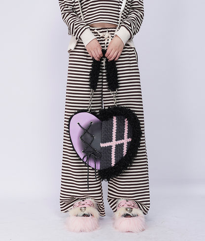 Graffiti Splicing Hairy Love Crossbody Bag【s0000014614】