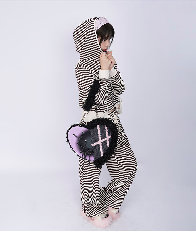 Graffiti Splicing Hairy Love Crossbody Bag【s0000014614】