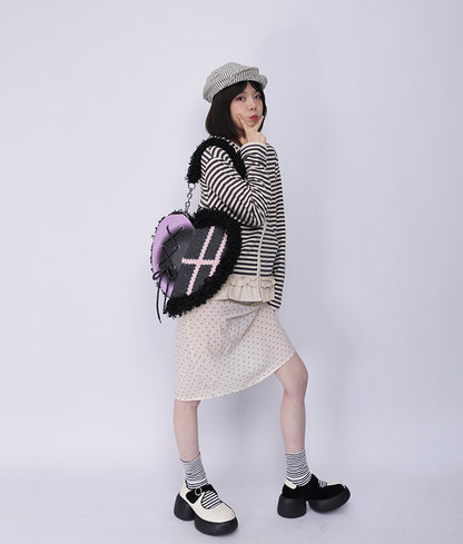 Graffiti Splicing Hairy Love Crossbody Bag【s0000014614】
