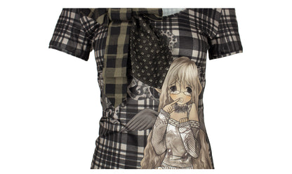 Patchwork Bow Cartoon Check T-Shirt【s0000018082】