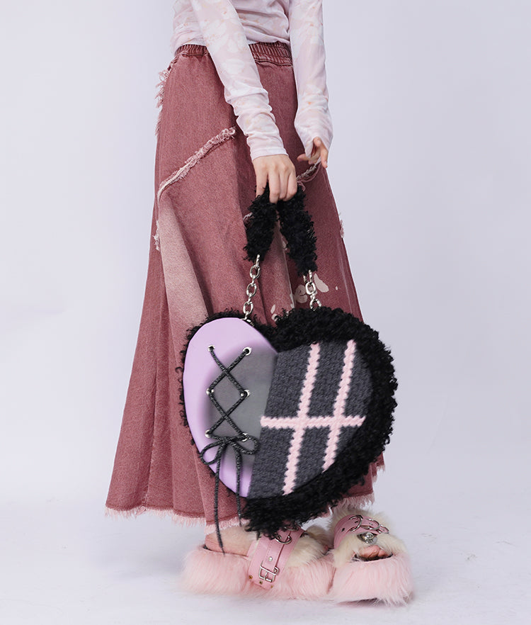 Graffiti Splicing Hairy Love Crossbody Bag【s0000014614】