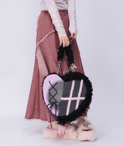 Graffiti Splicing Hairy Love Crossbody Bag【s0000014614】