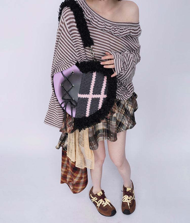 Graffiti Splicing Hairy Love Crossbody Bag【s0000014614】