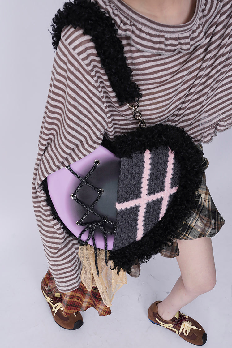Graffiti Splicing Hairy Love Crossbody Bag【s0000014614】