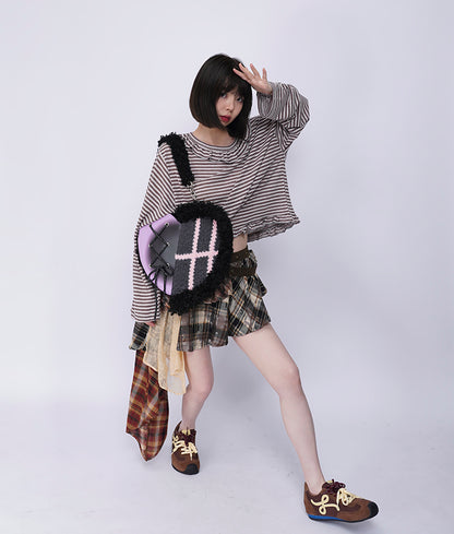 Graffiti Splicing Hairy Love Crossbody Bag【s0000014614】