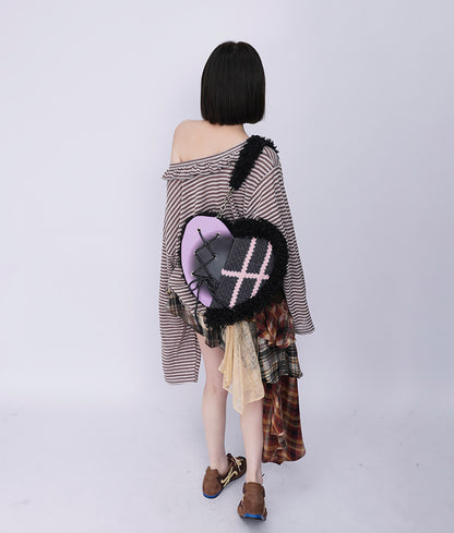 Graffiti Splicing Hairy Love Crossbody Bag【s0000014614】