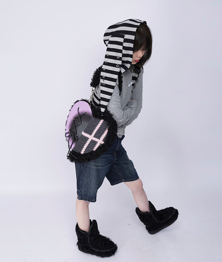 Graffiti Splicing Hairy Love Crossbody Bag【s0000014614】