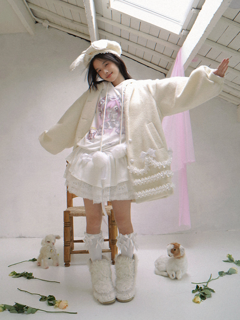 Rabbit-Eared Bendable Lace Beret【s0000014524】