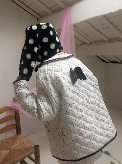Polka Dot Shearling Rabbit Ear Hat【s0000014528】