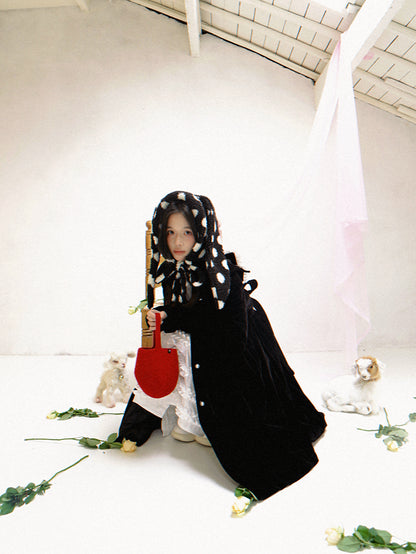 Polka Dot Shearling Rabbit Ear Hat【s0000014528】