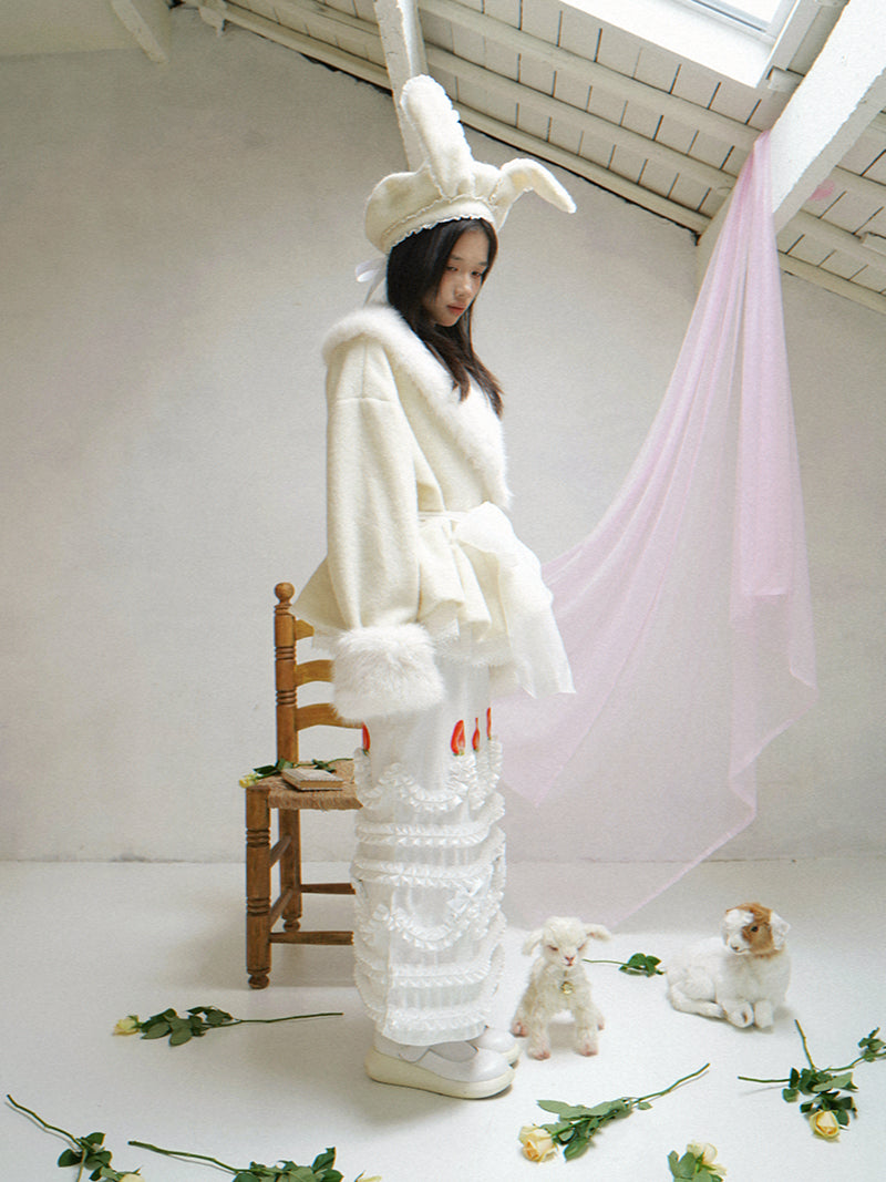 Rabbit-Eared Bendable Lace Beret【s0000014524】