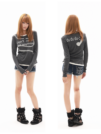 Slogan Silkscreen Print T-Shirt【s0000018318】