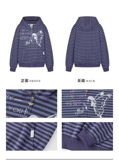 Vintage Striped Hooded Sweatshirt【s0000016380】