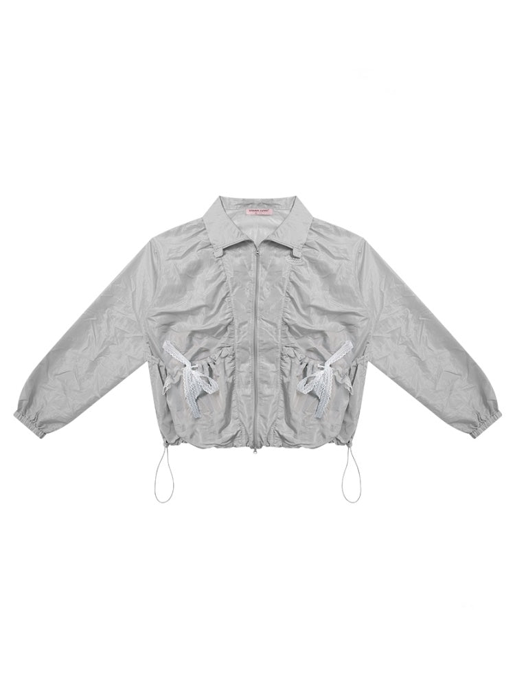 Lace Bow Long Sleeve Double-Zip Jacket【s0000011912】