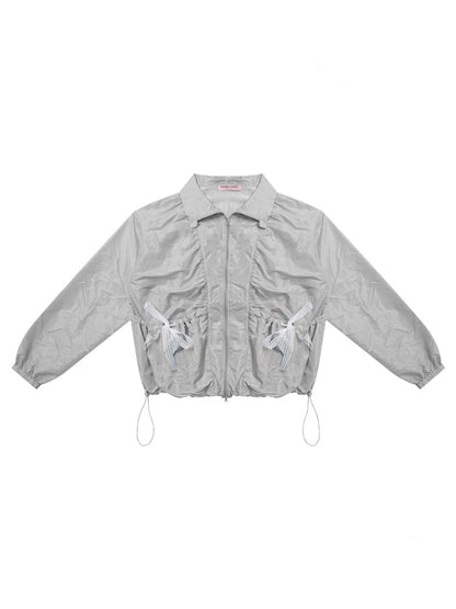 Lace Bow Long Sleeve Double-Zip Jacket【s0000011912】