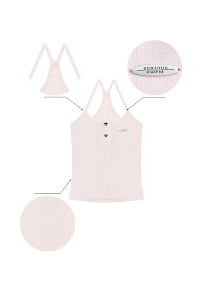 Heart Button Halter Neck Camisole【s0000011916】