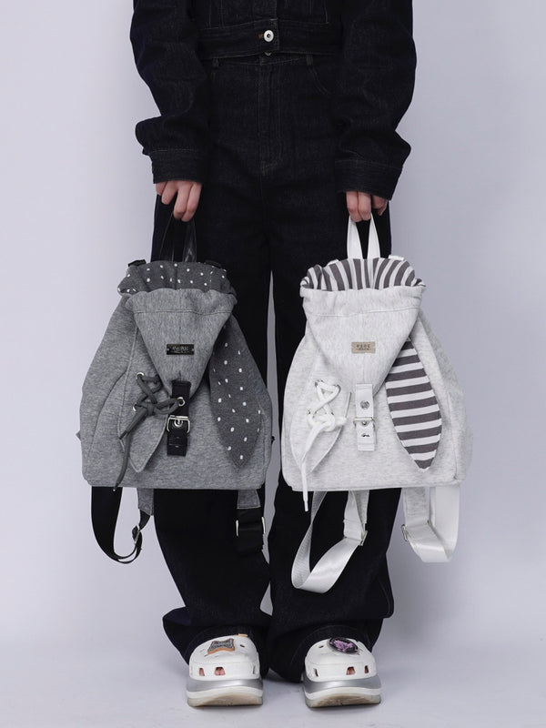 2way Rabbit Ear Patchwork Backpack Crossbody Schoolbag【s0000015973】