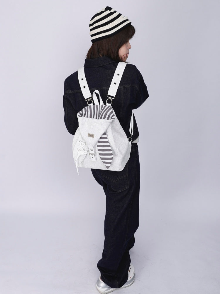 2way Rabbit Ear Patchwork Backpack Crossbody Schoolbag【s0000015973】