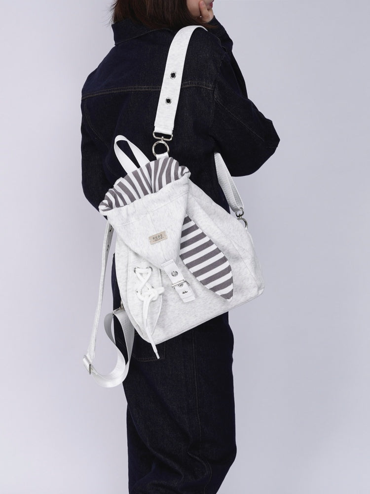 2way Rabbit Ear Patchwork Backpack Crossbody Schoolbag【s0000015973】