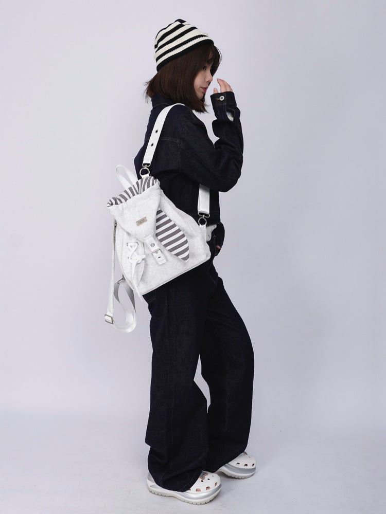 2way Rabbit Ear Patchwork Backpack Crossbody Schoolbag【s0000015973】