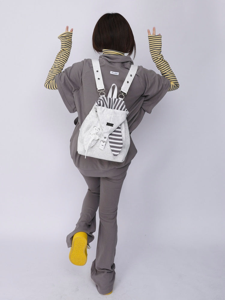 2way Rabbit Ear Patchwork Backpack Crossbody Schoolbag【s0000015973】