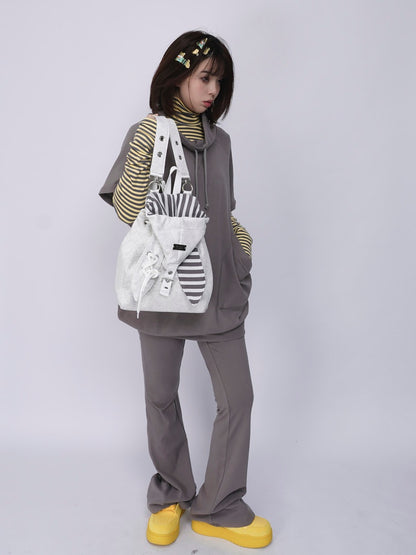 2way Rabbit Ear Patchwork Backpack Crossbody Schoolbag【s0000015973】