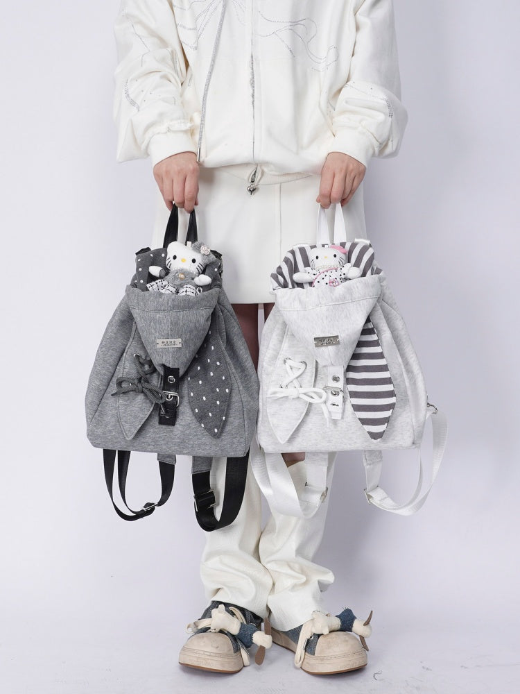 2way Rabbit Ear Patchwork Backpack Crossbody Schoolbag【s0000015973】