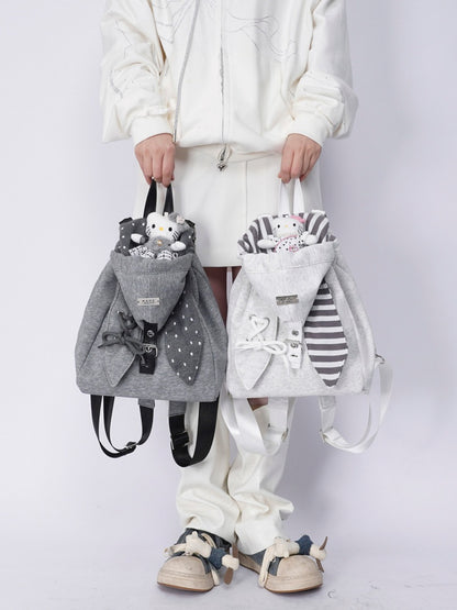 2way Rabbit Ear Patchwork Backpack Crossbody Schoolbag【s0000015973】