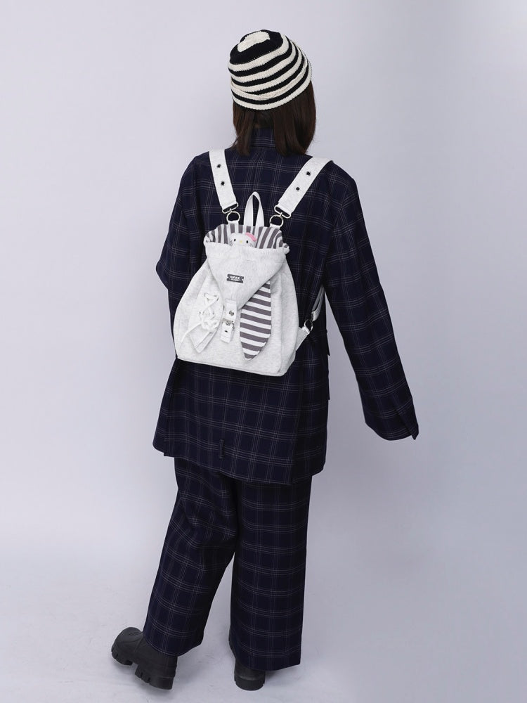 2way Rabbit Ear Patchwork Backpack Crossbody Schoolbag【s0000015973】