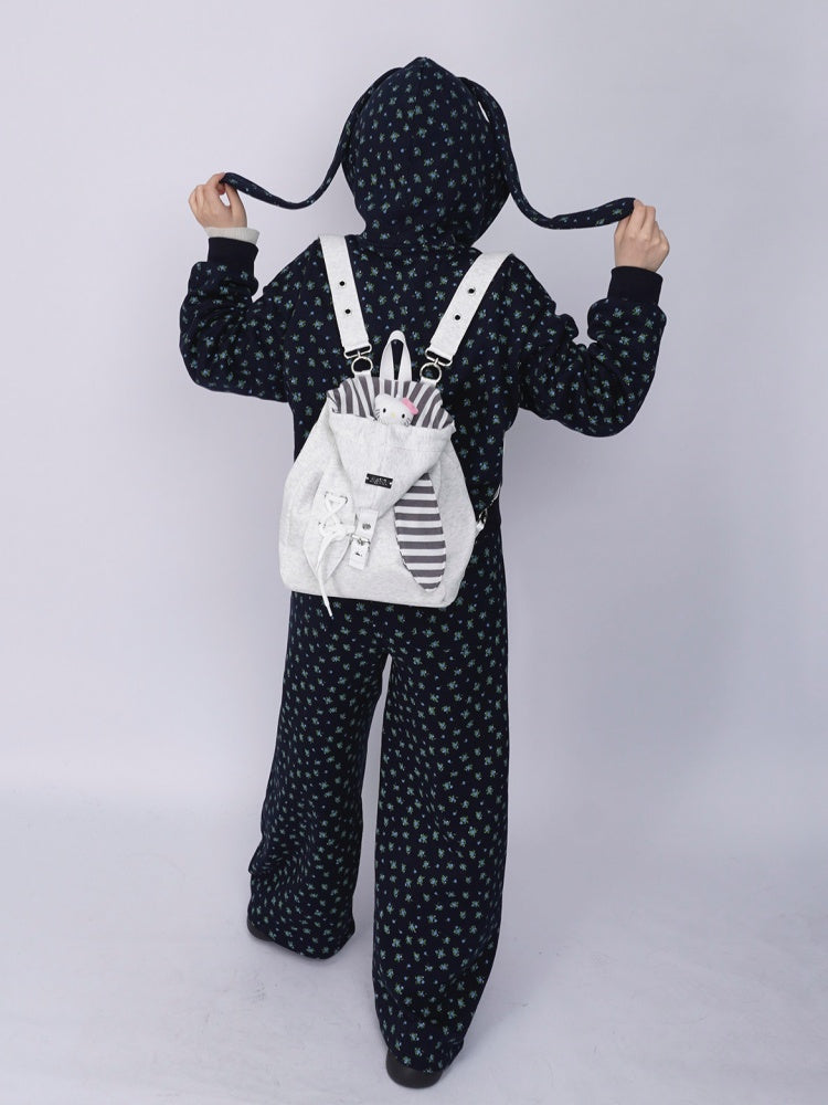 2way Rabbit Ear Patchwork Backpack Crossbody Schoolbag【s0000015973】