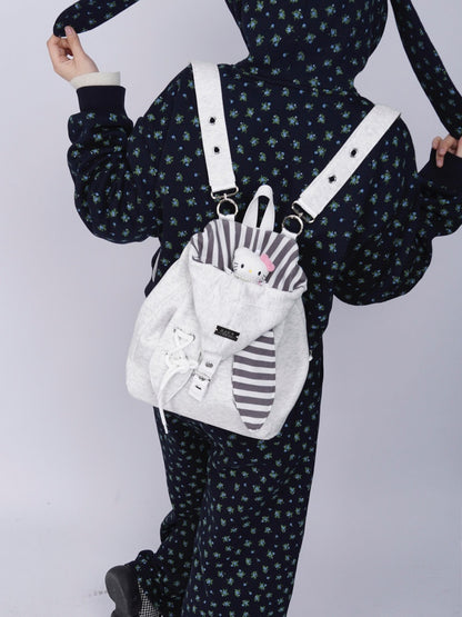2way Rabbit Ear Patchwork Backpack Crossbody Schoolbag【s0000015973】