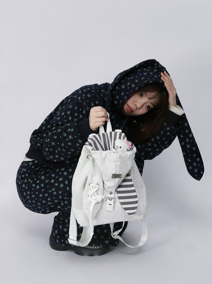 2way Rabbit Ear Patchwork Backpack Crossbody Schoolbag【s0000015973】