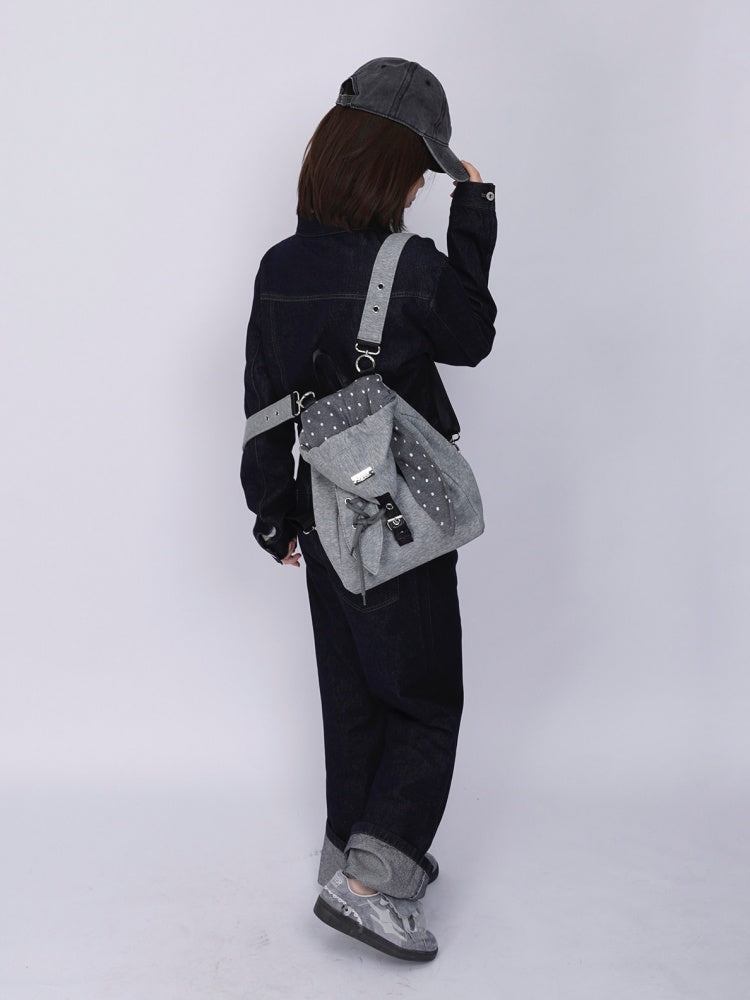 2way Rabbit Ear Patchwork Backpack Crossbody Schoolbag【s0000015973】