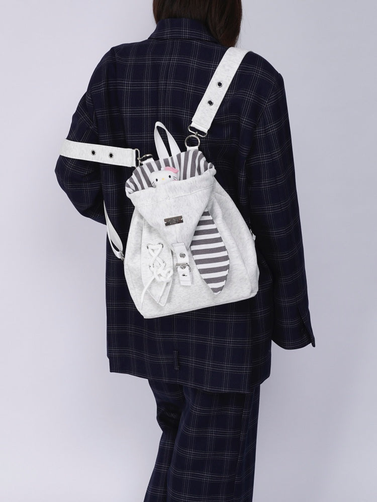 2way Rabbit Ear Patchwork Backpack Crossbody Schoolbag【s0000015973】