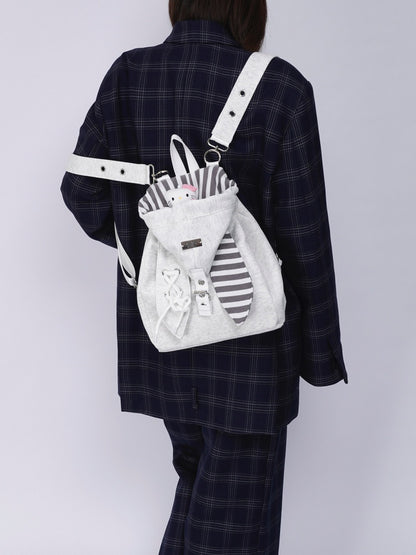 2way Rabbit Ear Patchwork Backpack Crossbody Schoolbag【s0000015973】