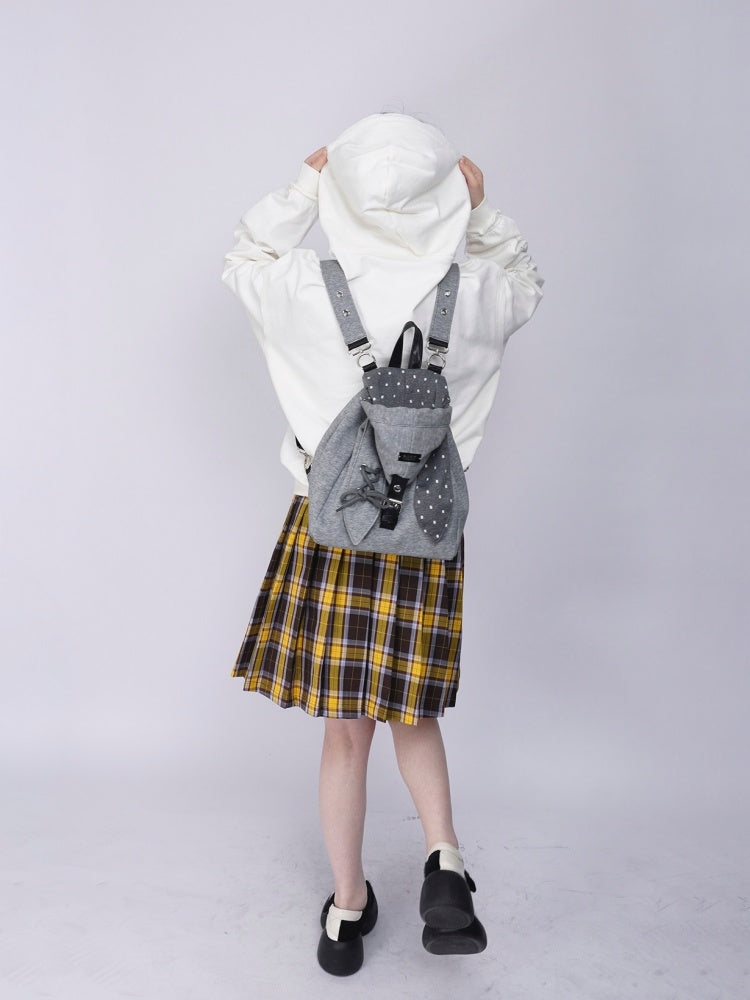 2way Rabbit Ear Patchwork Backpack Crossbody Schoolbag【s0000015973】