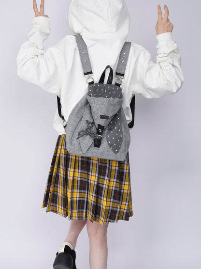 2way Rabbit Ear Patchwork Backpack Crossbody Schoolbag【s0000015973】