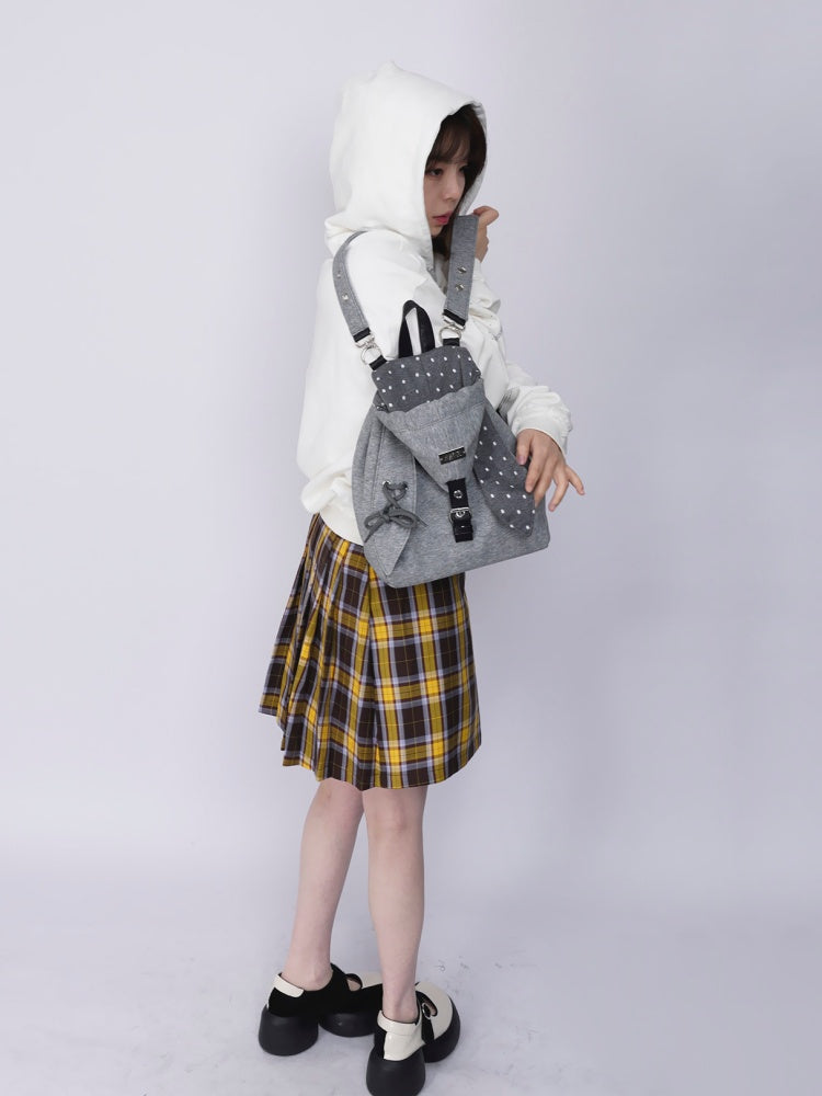 2way Rabbit Ear Patchwork Backpack Crossbody Schoolbag【s0000015973】