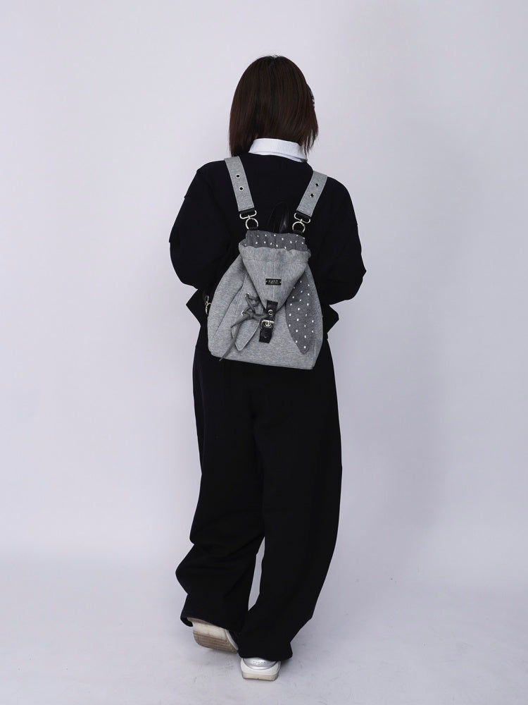 2way Rabbit Ear Patchwork Backpack Crossbody Schoolbag【s0000015973】