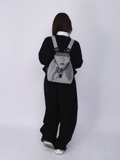 2way Rabbit Ear Patchwork Backpack Crossbody Schoolbag【s0000015973】