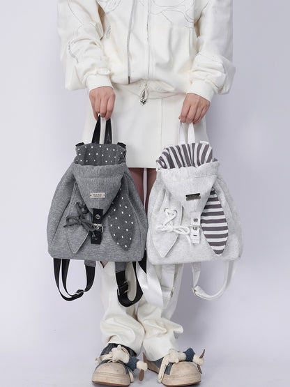 2way Rabbit Ear Patchwork Backpack Crossbody Schoolbag【s0000015973】