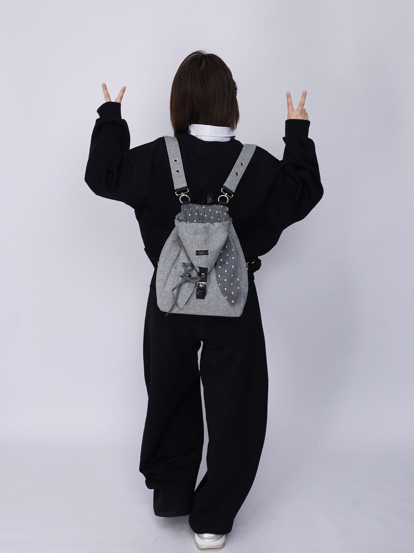 2way Rabbit Ear Patchwork Backpack Crossbody Schoolbag【s0000015973】