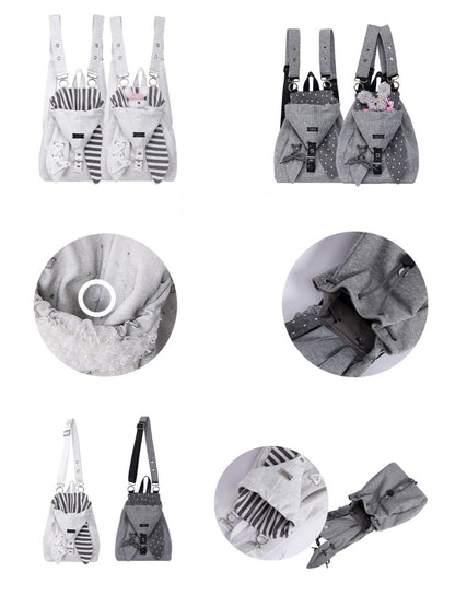 2way Rabbit Ear Patchwork Backpack Crossbody Schoolbag【s0000015973】