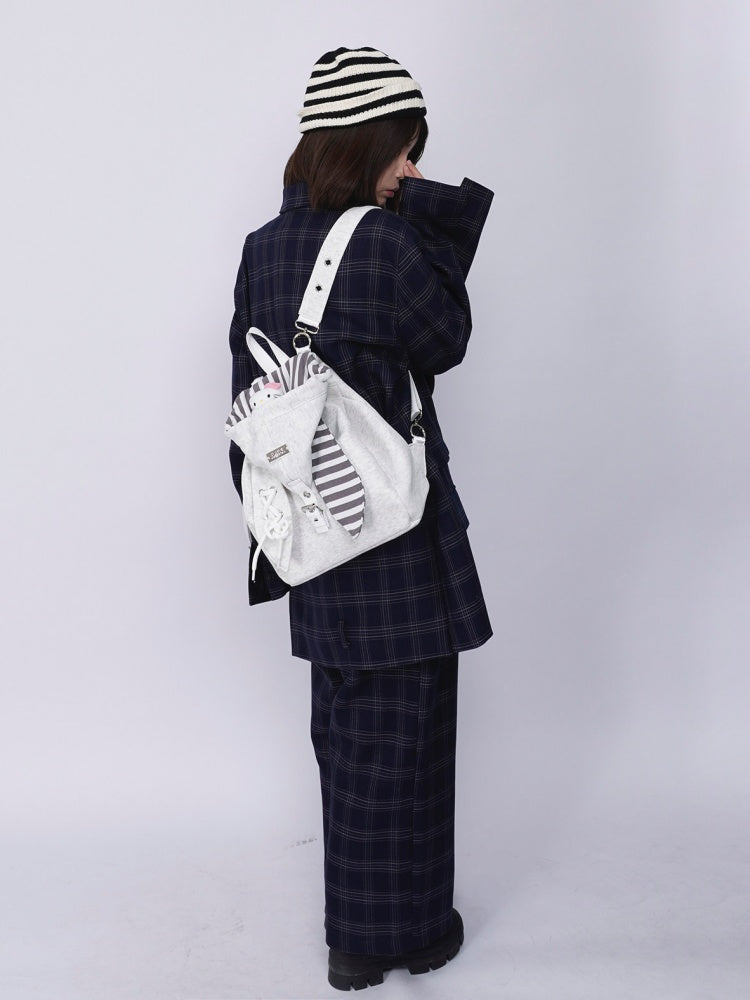 2way Rabbit Ear Patchwork Backpack Crossbody Schoolbag【s0000015973】